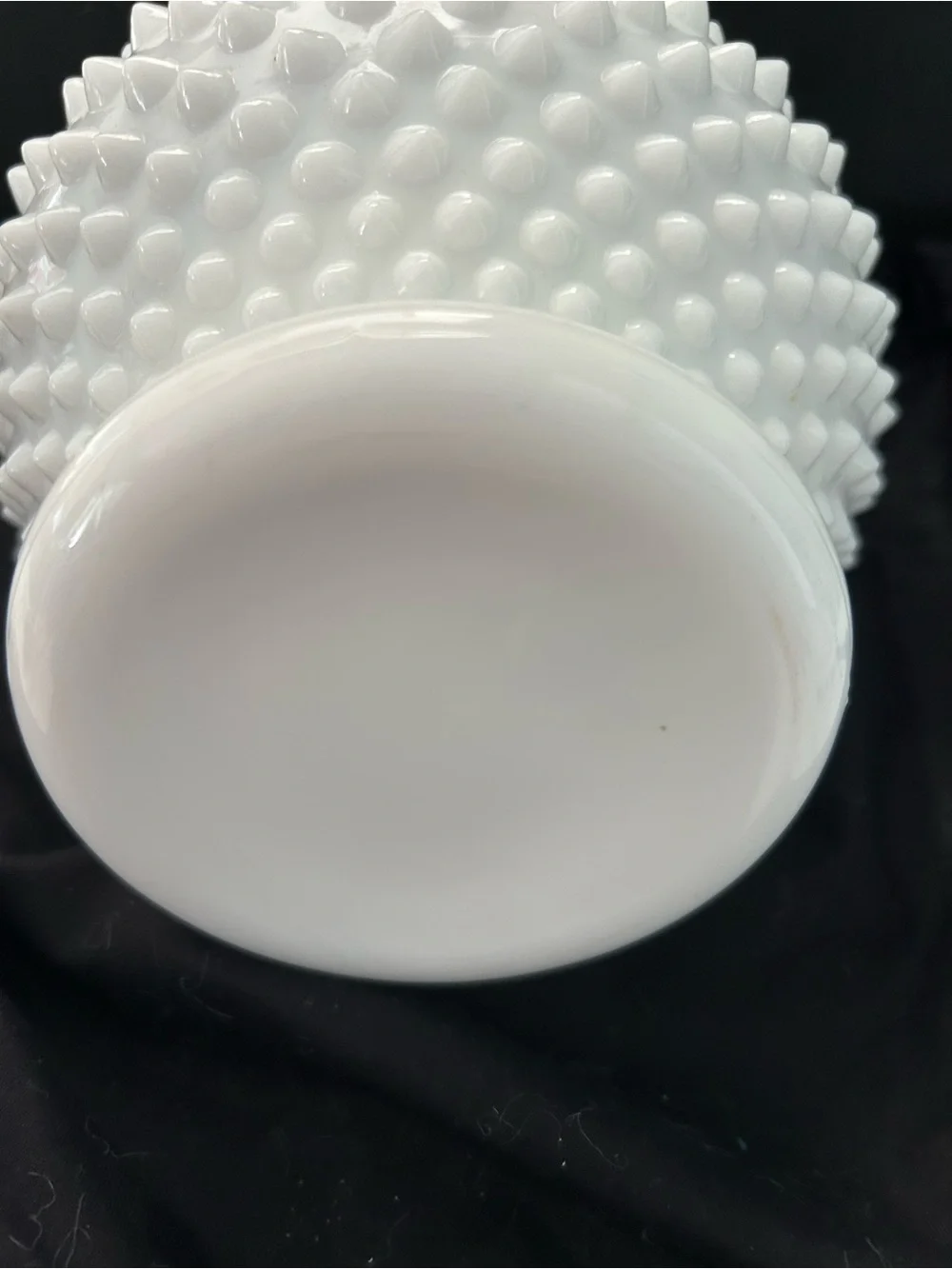 Fenton White Milk glass Hobnail Ruffled Crimped Top Vase